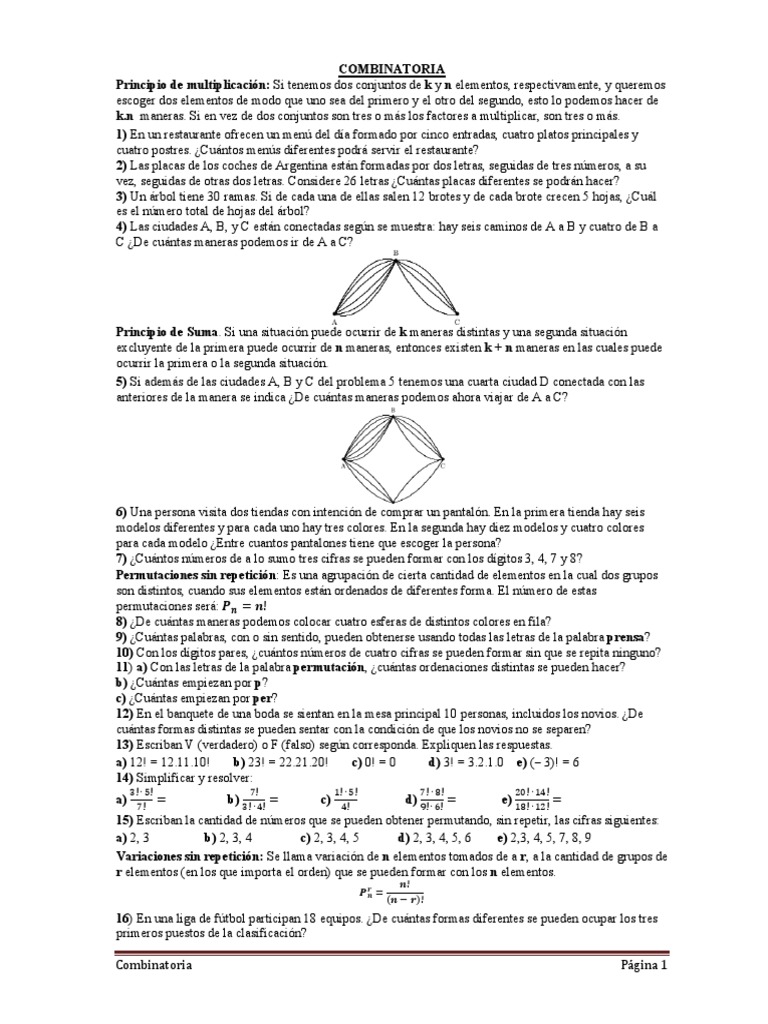 Problemas de Combinatoria y Permutaciones | PDF | Combinatoria ...