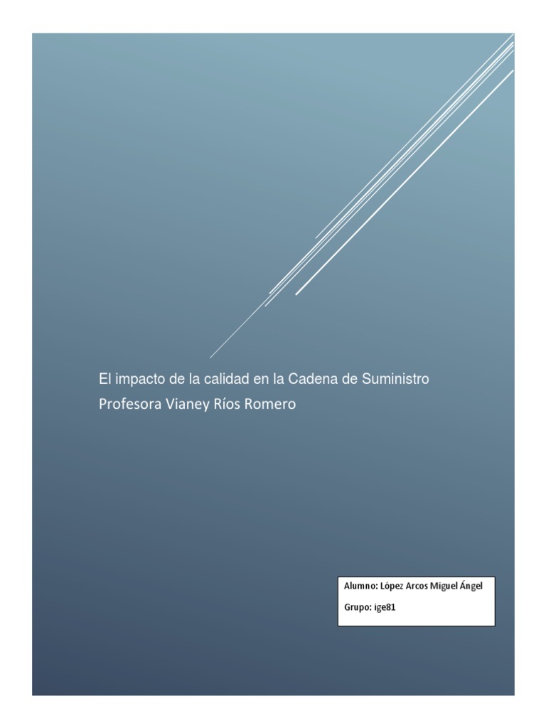 Calidad en la Cadena de Suministro | PDF | Calidad (comercial) | Logística