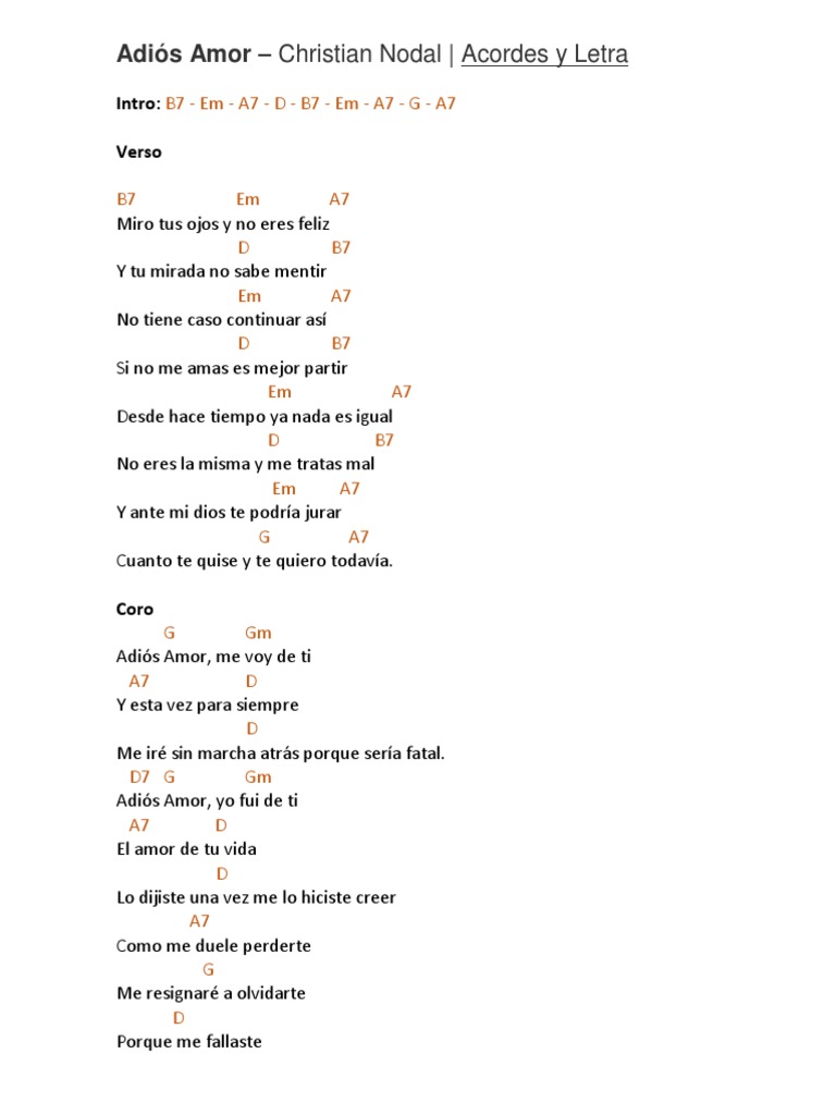 Acordes y Letra de 
