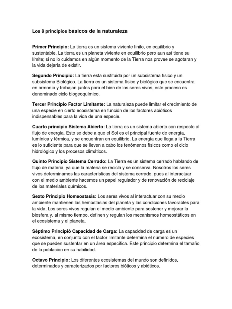 Los 8 principios básicos de la naturaleza