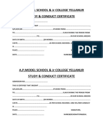 A.P.Model School & JR College Yellanur Study & Conduct Certificate