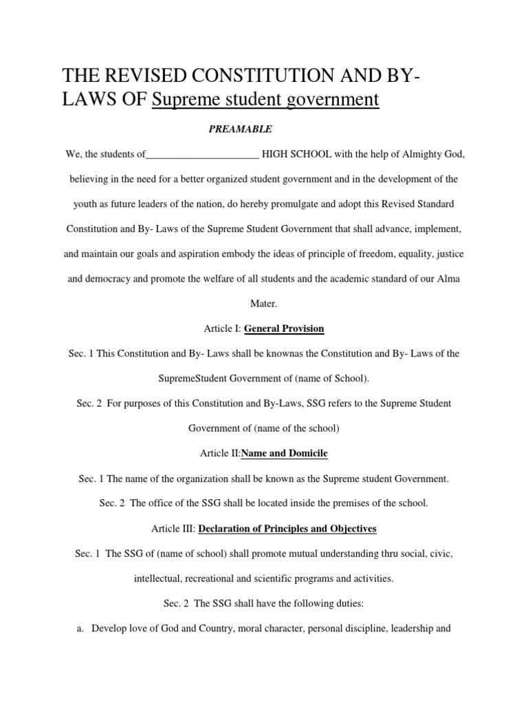 The Revised Constitution and by Laws SSG PDF Constitutional