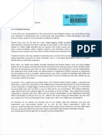 2018-02-14 Letter For President Duterte about the State of Ipo Watershed