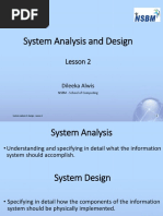 System Analysis and Design: Lesson 2