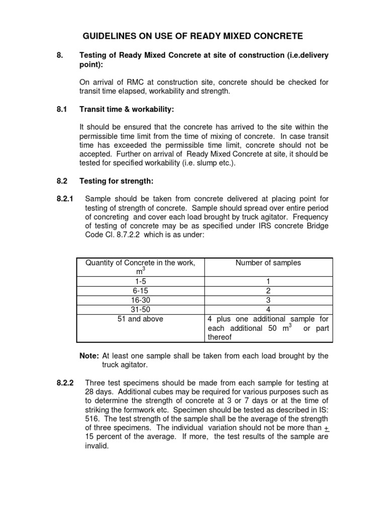 RMC Site Testing Guidelines | PDF | Concrete | Structural Engineering