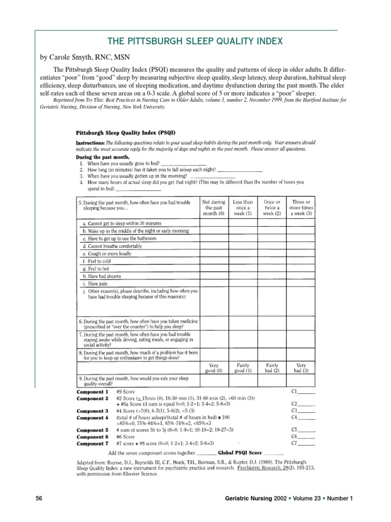 The Pittsburgh Sleep Quality Index PDF