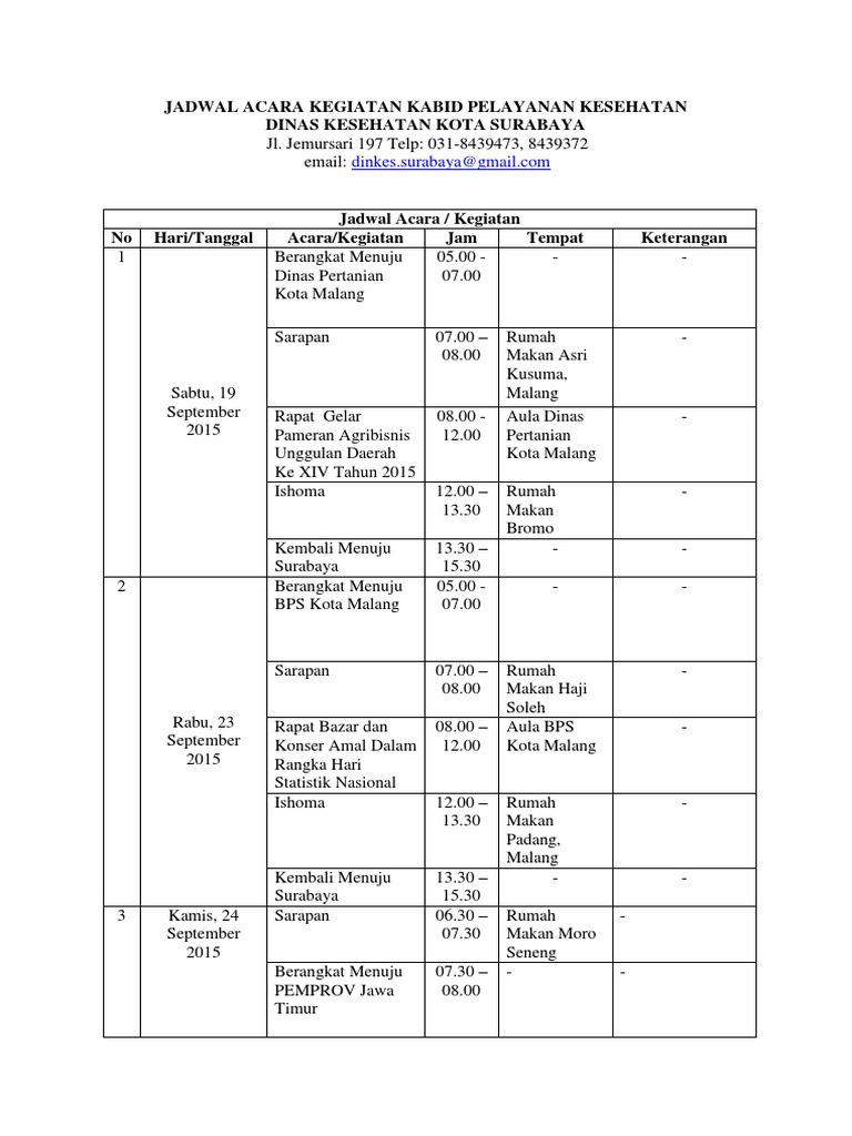 Agenda Perjalanan Dinas