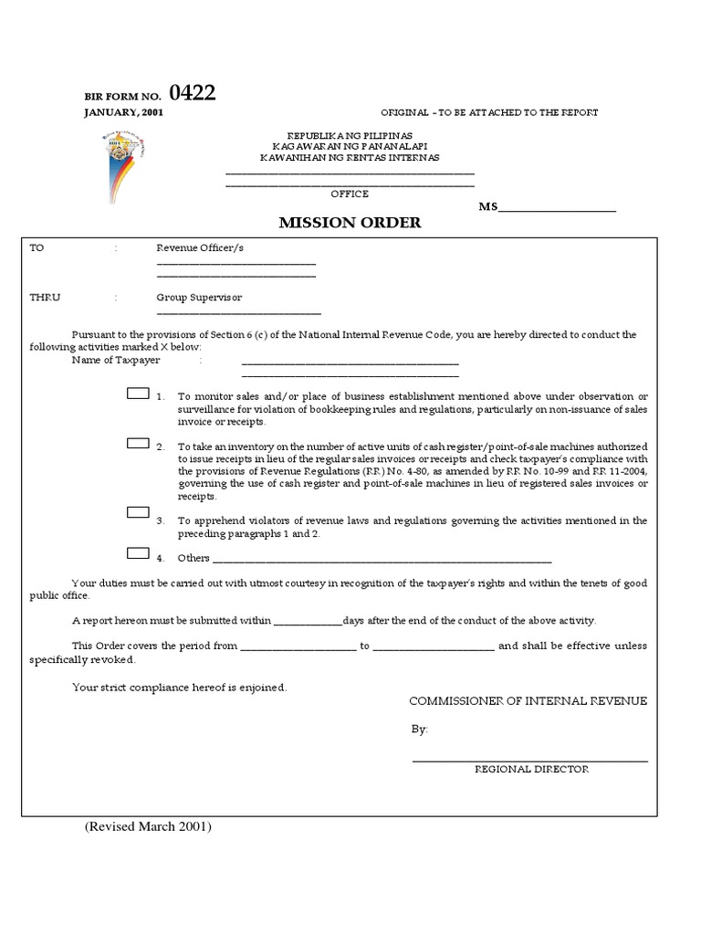 Mission Order Common Law Public Law