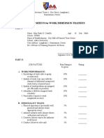 Evaluation Sheets For Work Immersion Trainees