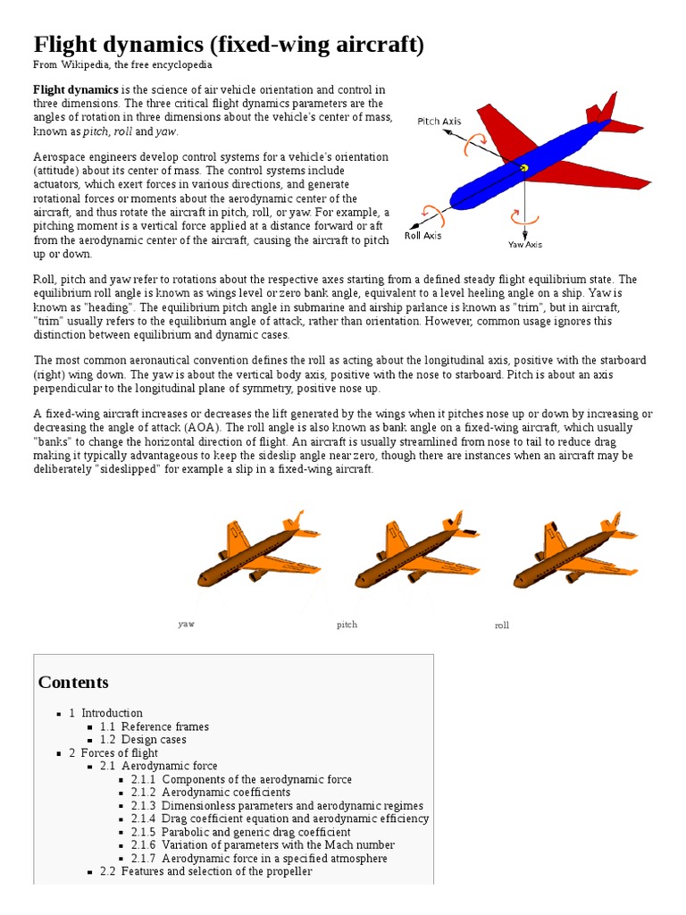 Flight Dynamics (Fixedwing Aircraft) Flight Dynamics (Fixed Wing