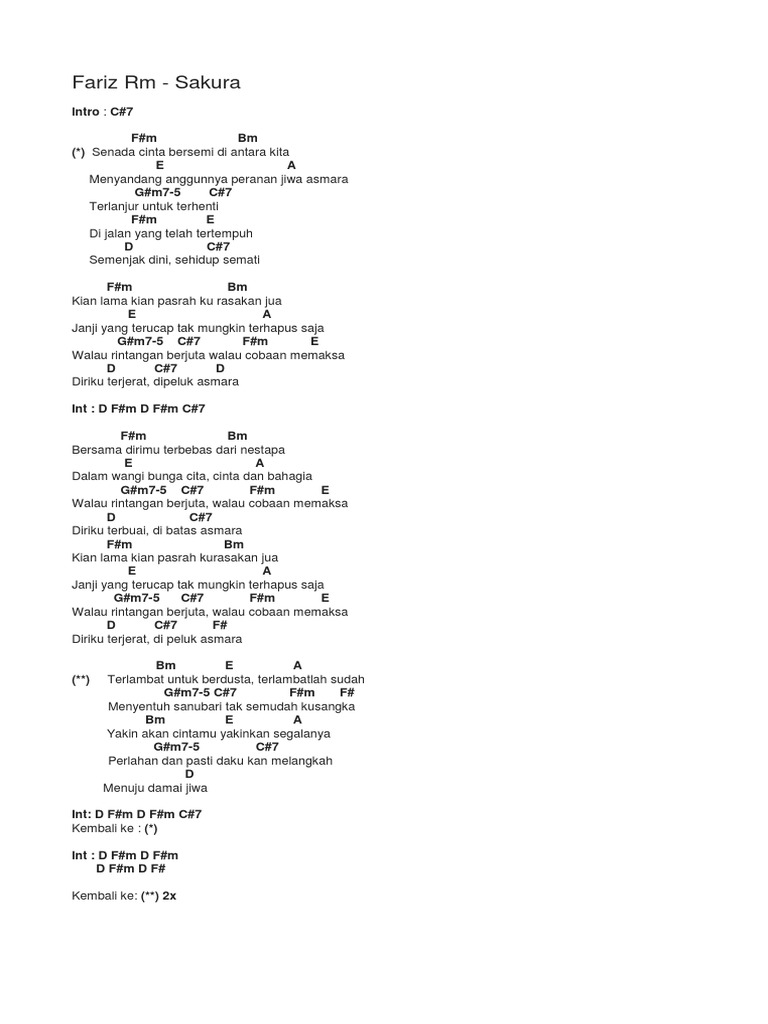 Fariz Rm Sakura Chord Gitar Dan Chord Gitar Peterpan Ku Katakan Dengan Indah Lirik Lagu Kukatakan Dengan Indah