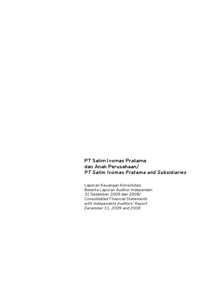 Financial Statement PT Salim Ivomas Pratama Tahun 2009 | PDF