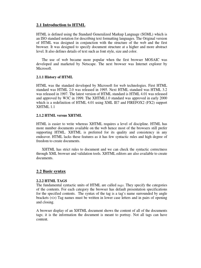 Introduction To HTML | PDF | Html | Html Element