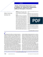 An Adoption Study of Parental Depression As An Environmental Liability For Adole