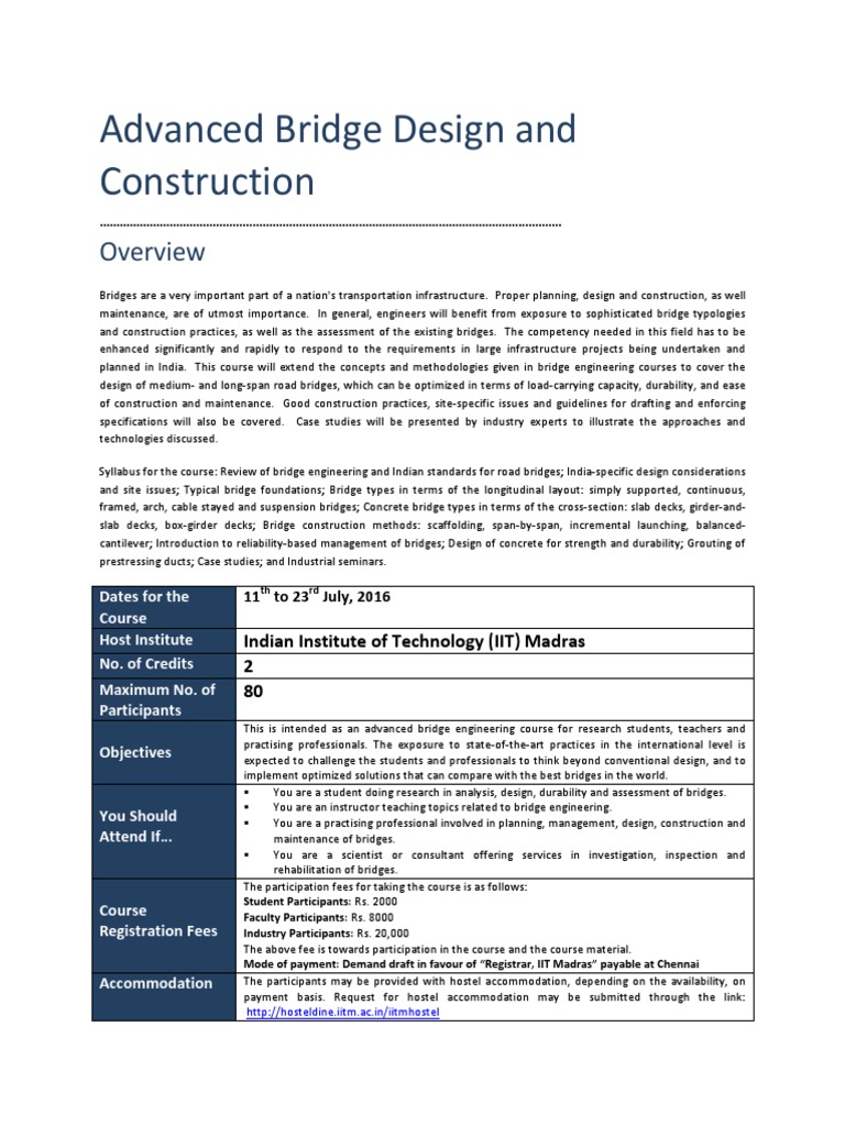 Advanced Bridge Design Course | PDF | Bridge | Concrete