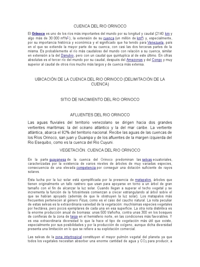 Cuenca Del Rio Orinoco | Descargar gratis PDF | Zona tropical | Clima
