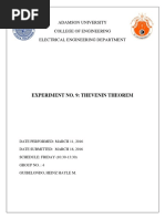 Experiment No. 9: Thevenin Theorem: Adamson University College of Engineering Electrical Engineering Department