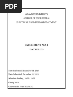 Experiment No. 1 Batteries: Adamson University College of Engineering Electrical Engineering Department