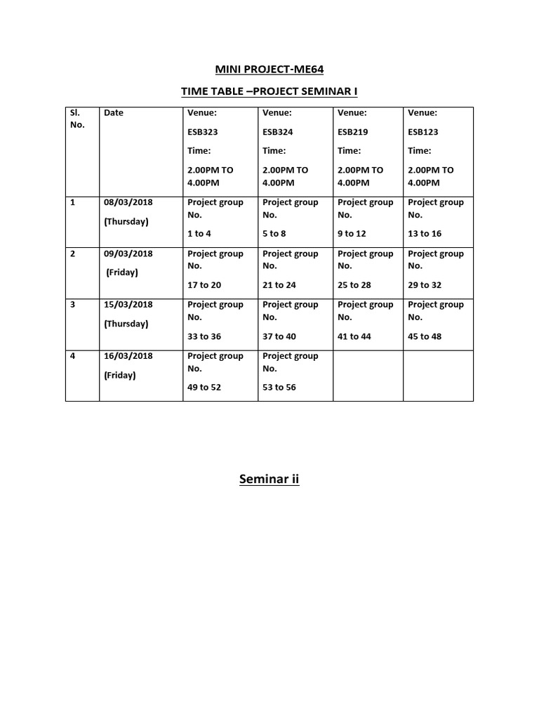Project Seminar Timetable 2018 | PDF | Art