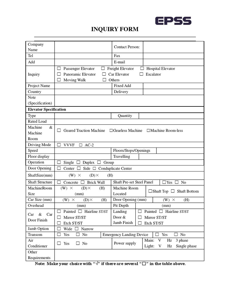 Elevator Inquiry FormEPSS Elevator Door Free 30day Trial Scribd