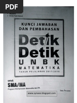 Kunci Dan Pembahasan Detik Detik Un Matematika Sma 2018