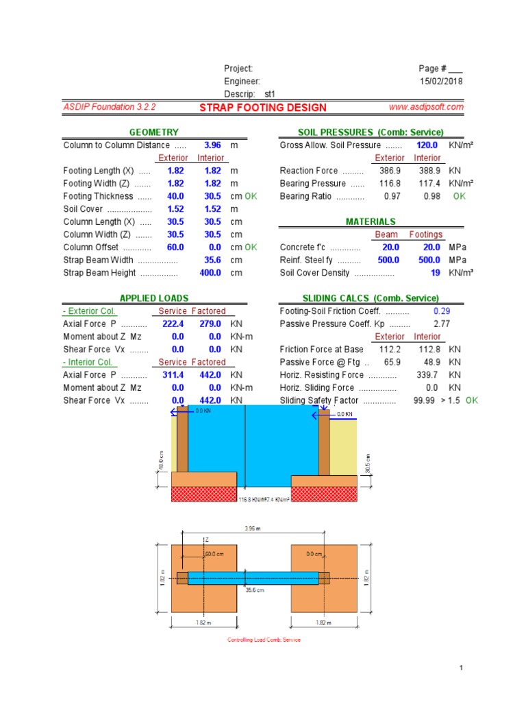 Strap Footing Design Calculations | PDF | Science & Mathematics