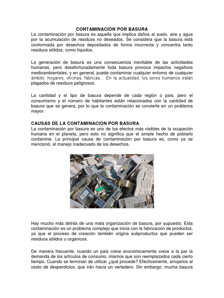 Causas y efectos de la contaminación por basura | PDF | Residuos ...