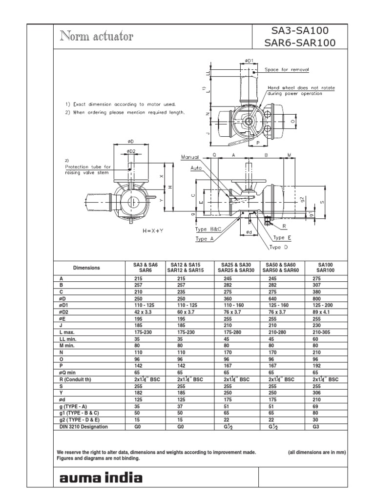 Orm Actuator: SA3-SA100 SAR6-SAR100 | PDF | Mechanical Engineering ...