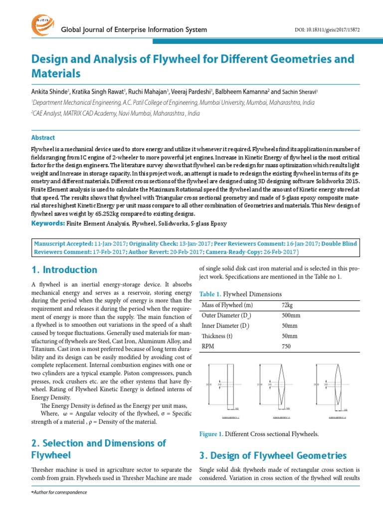 4Design and Analysis of Flywheel PDF Mechanical Engineering