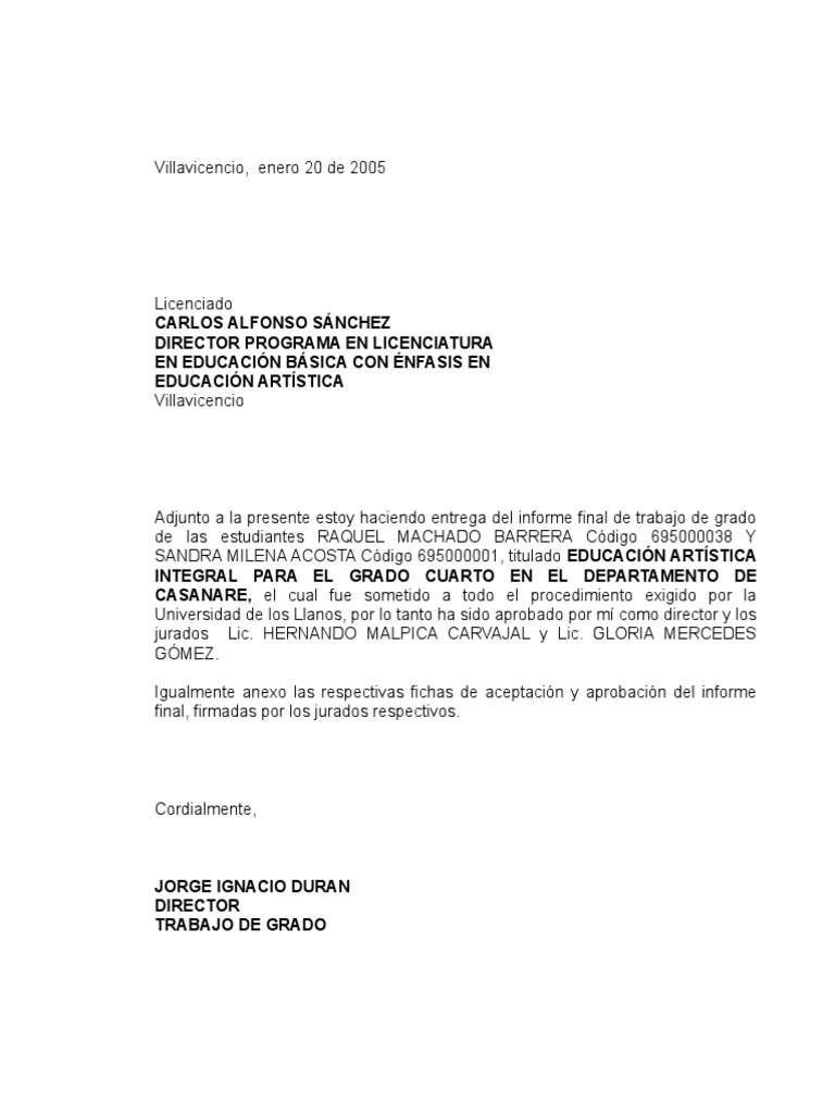 Carta Entrega Informe Final