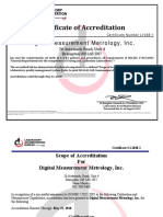 Certificate of Accreditation: Digital Measurement Metrology, Inc