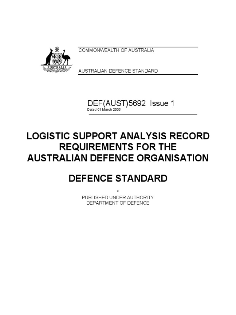 Def (Aust) 5692 LSAR | PDF | Reliability Engineering | Science And ...