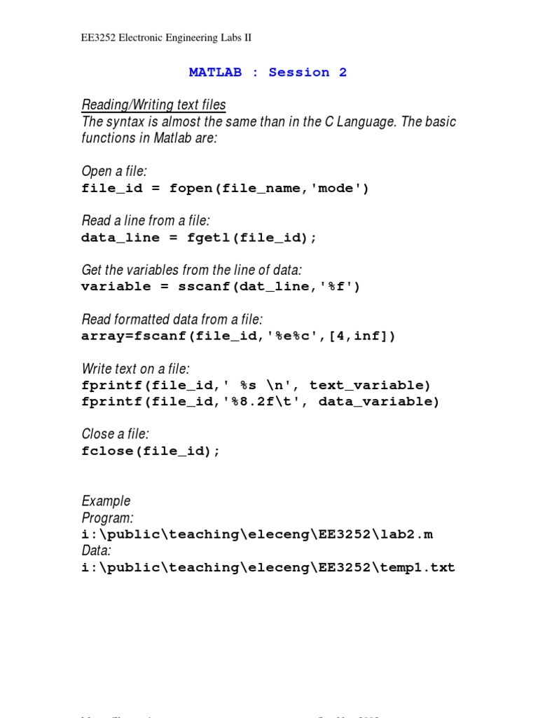 Matlab 2 | PDF | Filename | Matlab