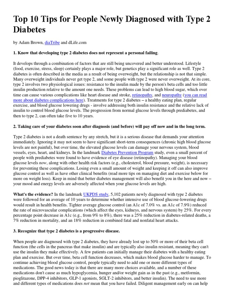 Tips for Newly Diagnosed Type 2 Diabetes | PDF | Diabetes Management ...