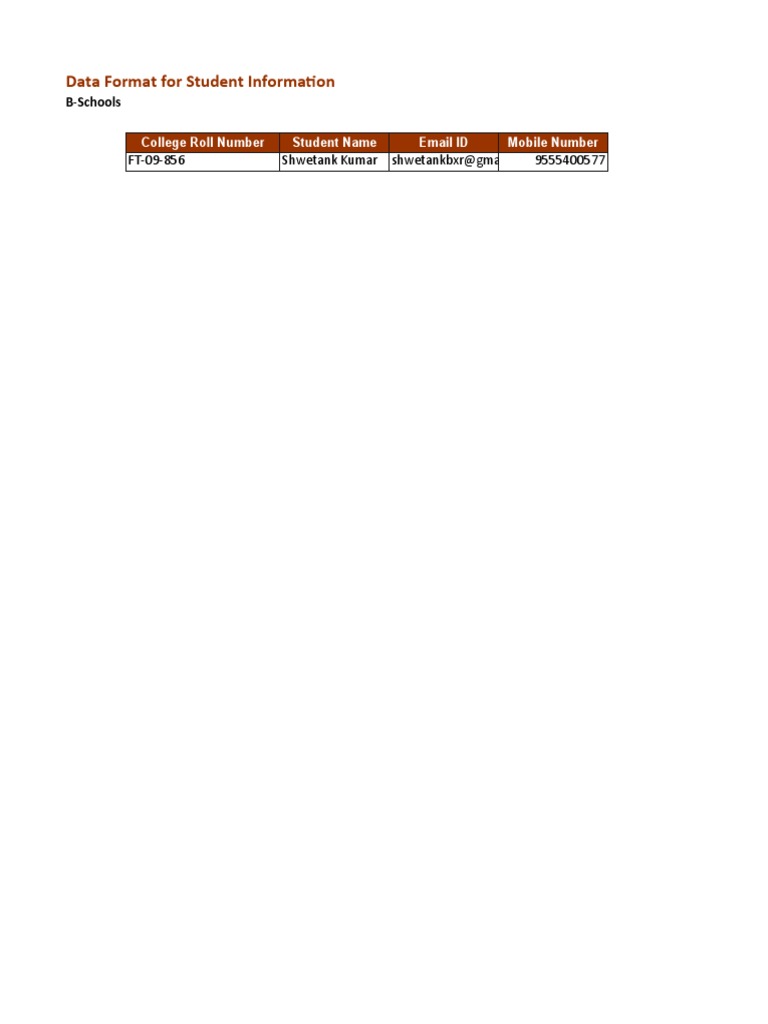Student Information Data Format | PDF