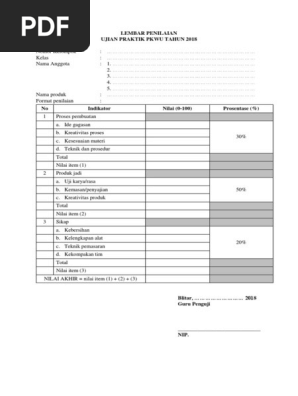 Format Penilaian Ujian Praktek Prakarya Kerajinan Guru Paud