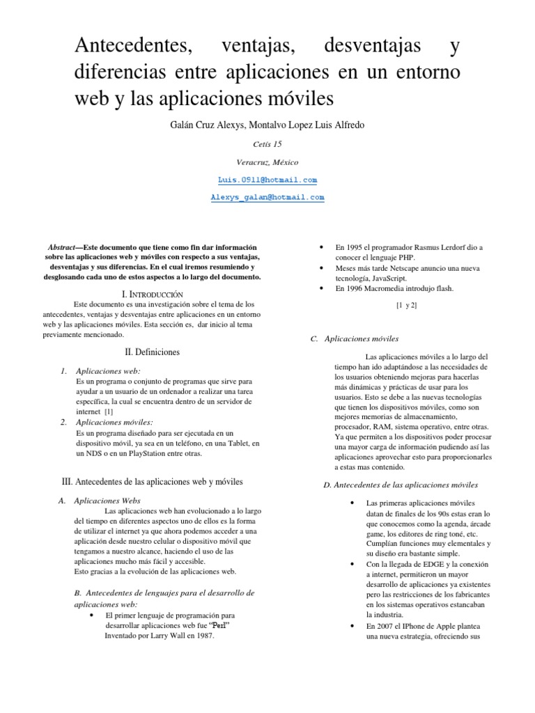 Ventajas y desventajas de apps móviles y web | PDF | Aplicación movil