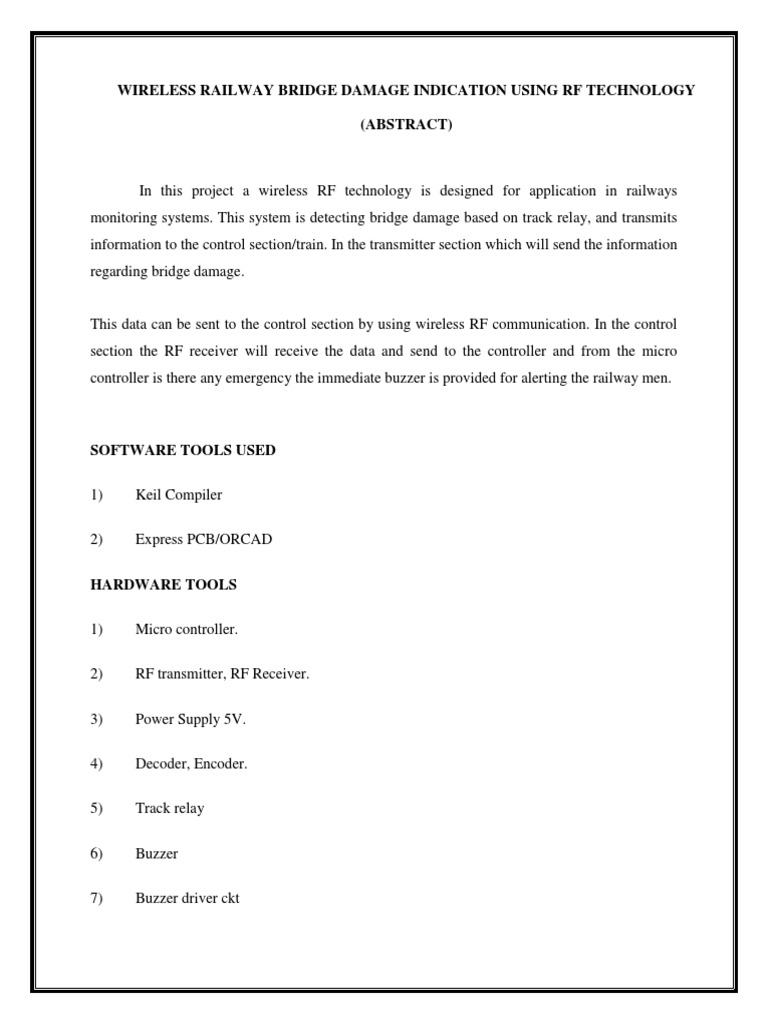 Wireless Railway Bridge Damage Indication Using RF Technology | PDF ...