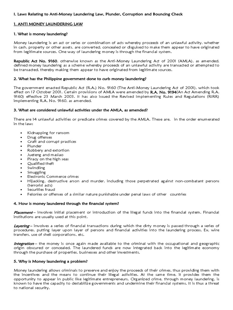 Anti-Money Laundering Law Overview | PDF | Money Laundering | Asset ...