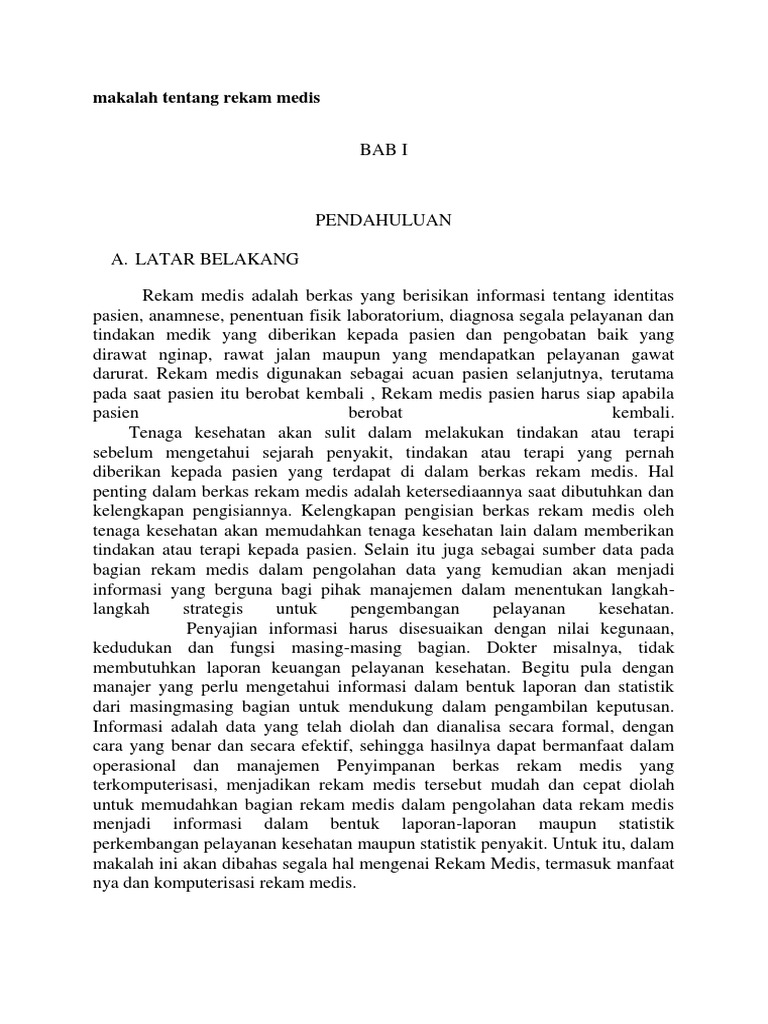  Makalah  Tentang  Rekam Medis