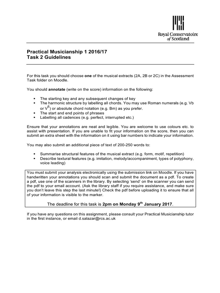 Practical Musicianship Task 2 Guidelines | PDF