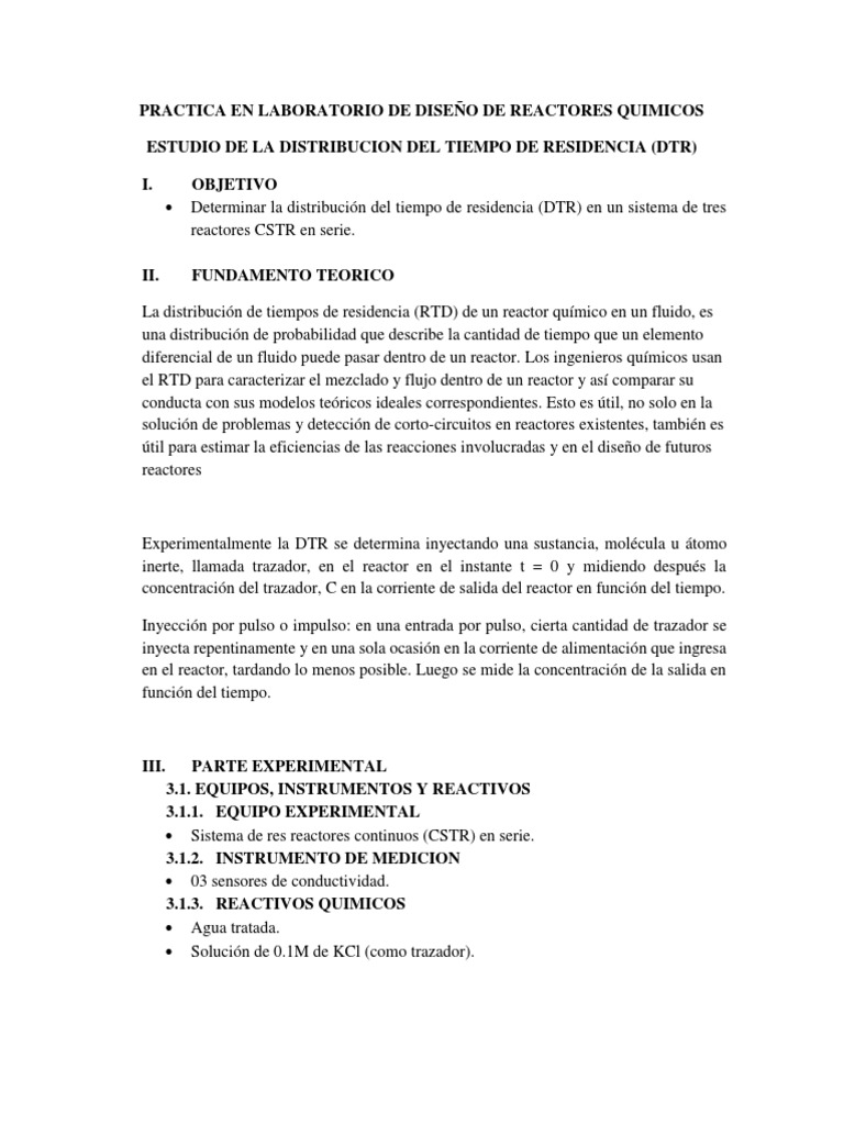 DTR en Reactores CSTR en Serie | PDF | Reactor Quimico | Ingeniería Química