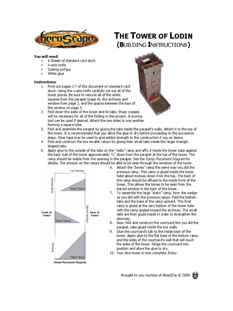 tower of lodin papercraft dice tower pdf adhesive