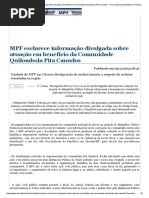 MPF. Quilombola Pita Canudo