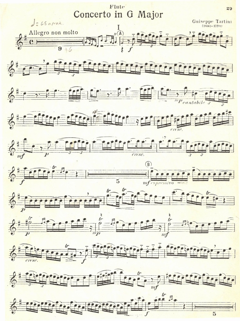 TARTINI Flute Concerto in G Major PDF Musical Compositions