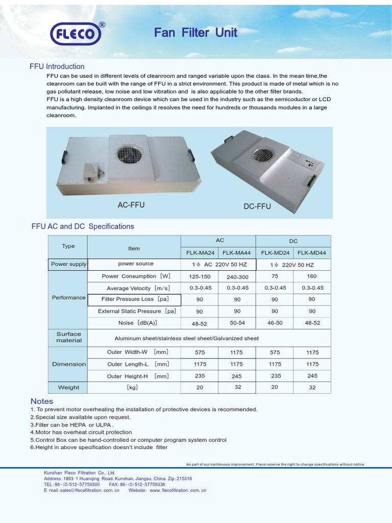 Fan Filter Unit Engines Electrical Engineering