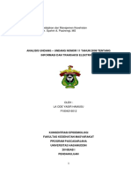 Analisis Undang – Undang Nomor 11 Tahun 2008 Tentang Informasi Dan Transaksi Elektronik