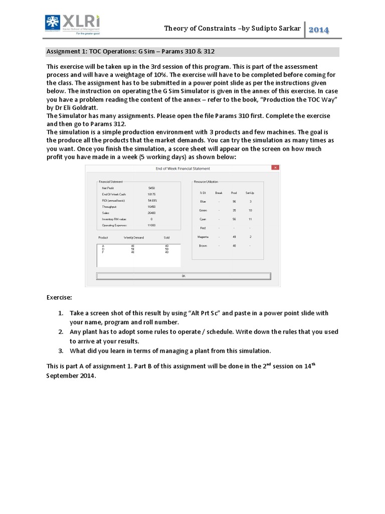 G Sim Simulator Assignment Overview | PDF