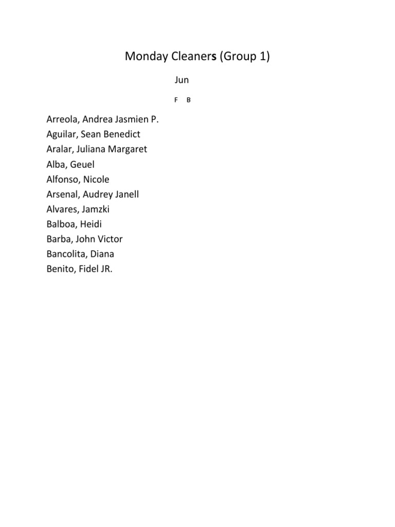 Monday Cleaners | PDF