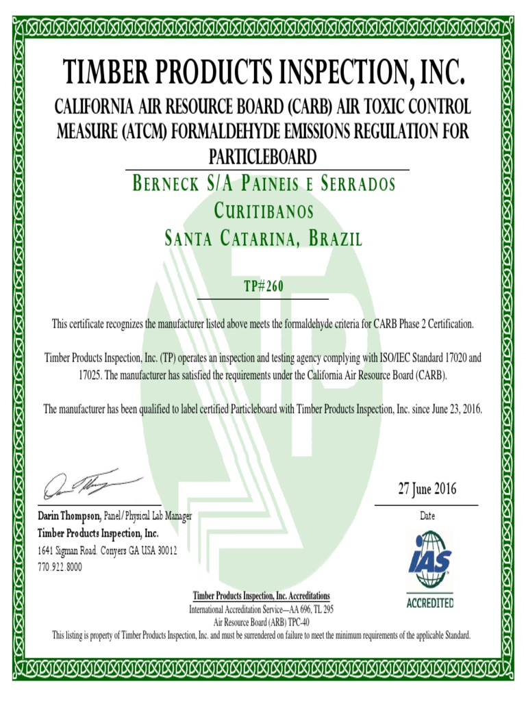 27.06.2016 Berneck Carb PB Certificate | PDF
